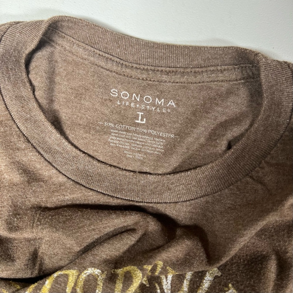 Sonoma Life Style Mens LARGE Brown Crew Neck T Shirt Blues Revival Live Music - Picture 7 of 7
